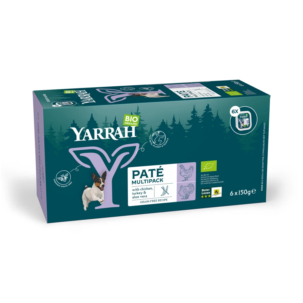 4x Yarrah Bio Hondenvoer Multipack Paté Graanvrij Kip - Kalkoen 1 4x Yarrah Bio Hondenvoer Multipack Paté Graanvrij Kip - Kalkoen
