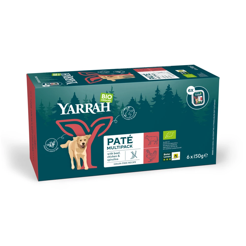 4x Yarrah Bio Hondenvoer Multipack Paté Graanvrij Rund - Kip 1 4x Yarrah Bio Hondenvoer Multipack Paté Graanvrij Rund - Kip