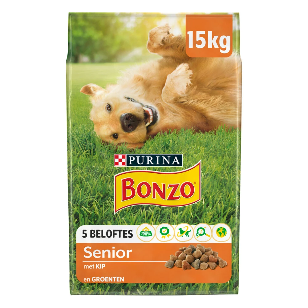 Bonzo Droogvoer Senior Kip - Groente 1 Bonzo Droogvoer Senior Kip - Groente